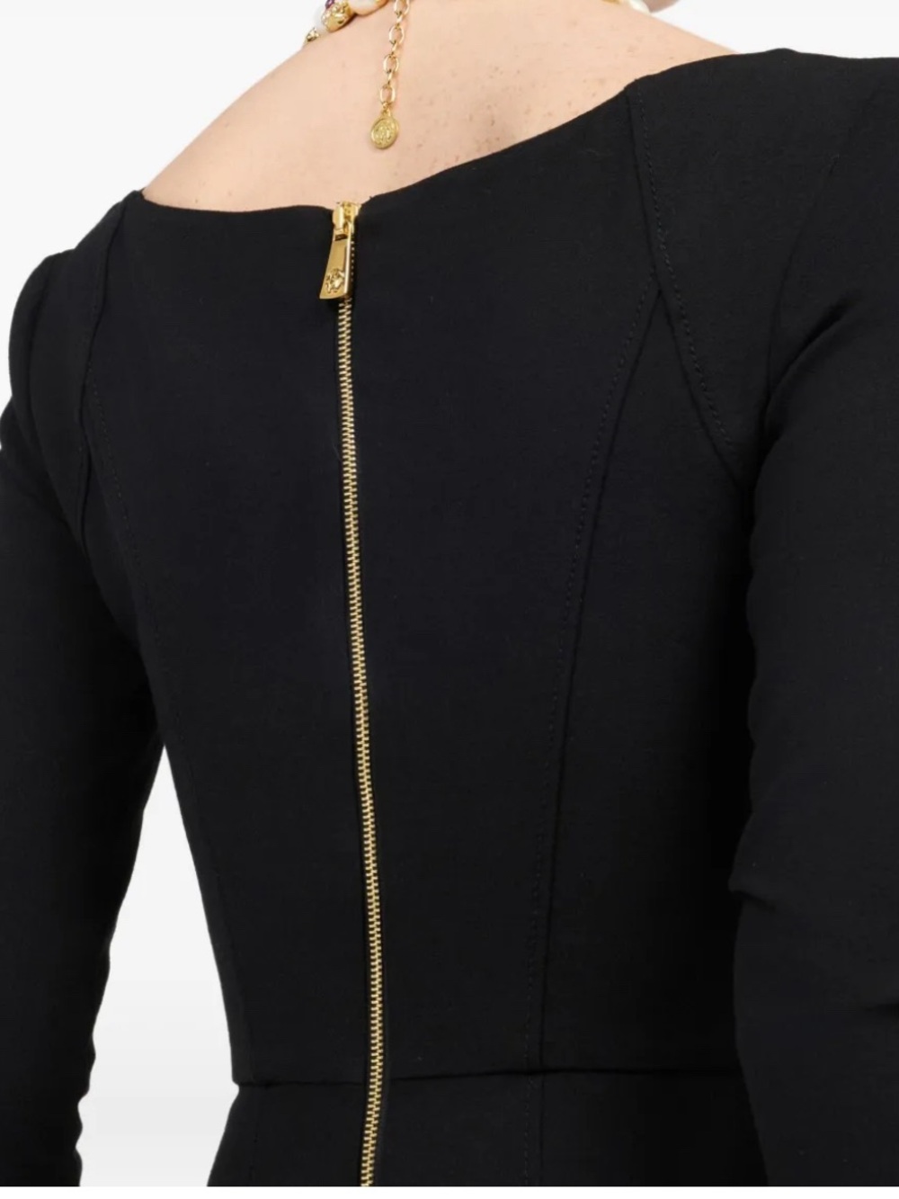 Roberto Cavalli Black Long Sleeve Scoop Neck Sheath Dress EU3 8 US 2 - Picture 3 of 9